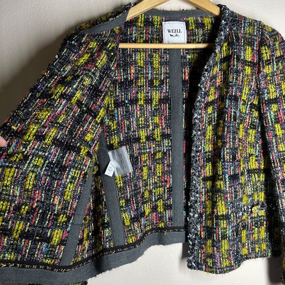 Weill Paris Tweed Blazer Womens Size 6 Alpaca Boucle Jacket Old Money Classic - Picture 3 of 11